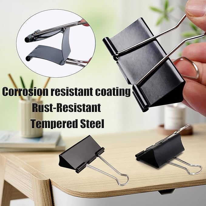 Extra Large Binder Clips 2.4 Inch (60 Pack), Large Binder Clips Big Paper Clips Clamps for Office and Home Supplies, Black