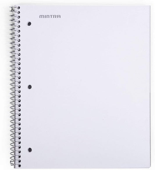 Mintra Office Durable Spiral Notebooks, 1 Subject, (White, 4x4 Graph 1pk), 100 Sheets, Poly Pocket, Moisture Resistant Cover, School, Office, Business, Professional