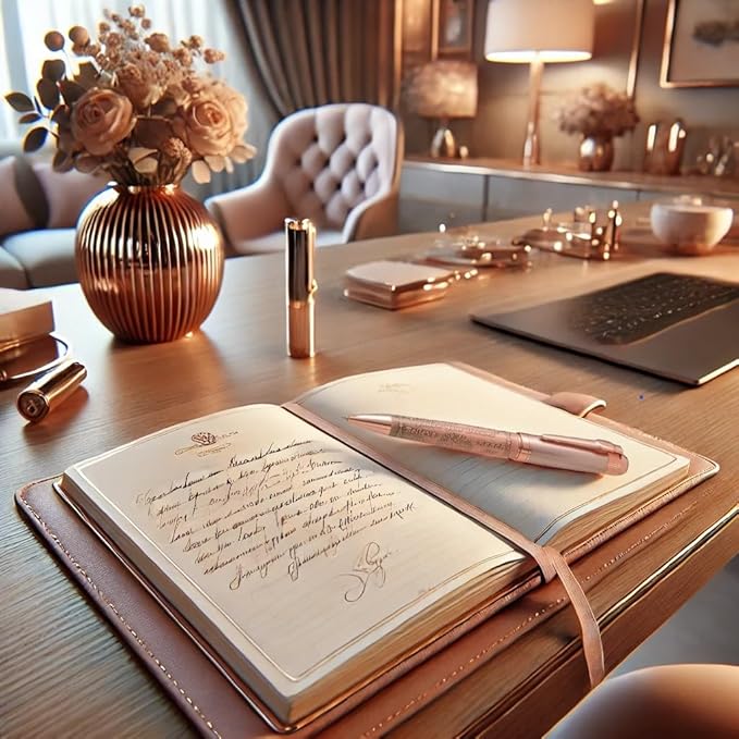 S&R Somit Fancy Pen with Gift Box - Luxury Pen for Women – Valuable Business, Office, Executive Gift for Family & Friends – Special Engraving & Led Decorative Box (GOLDEN ROSE)