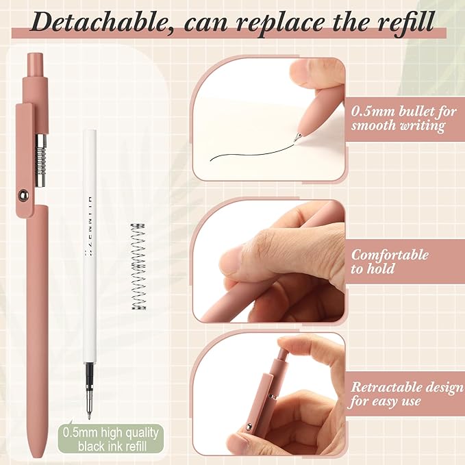 Epakh Gel Pens, 10 Pcs 0.5mm Quick Dry Black Ink Fine Point Smooth Writing Pens High End Series Retractable Aesthetic Ballpoint for Office School Supplies Women Men Gifts(Morandi Color,Classic)