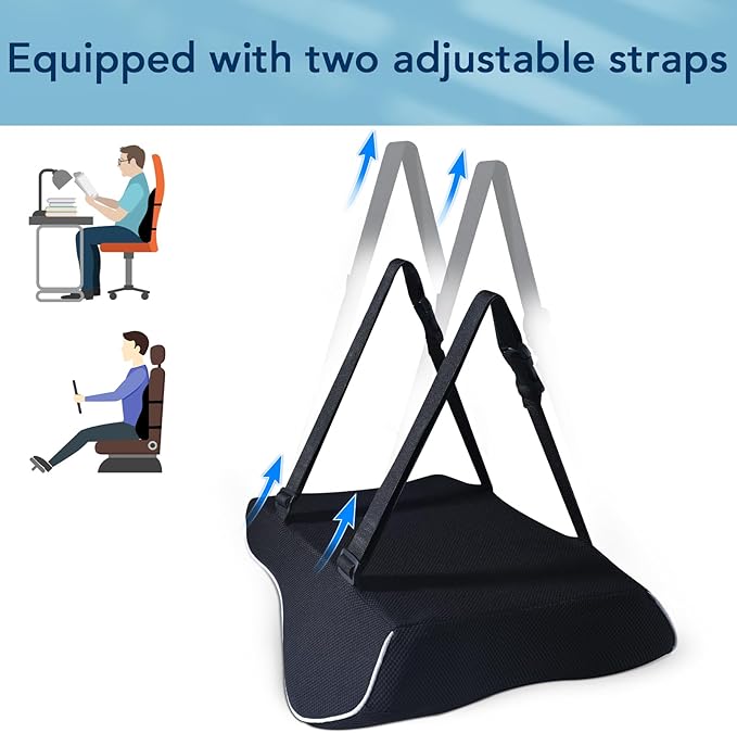 Lumbar Support Pillow for Office Chair & Car, Ergonomic Back Support Memory Foam Back Cushion with 3D Washable Cover, Relieves Back Pain for Driving, Gaming, Truck, Recliner