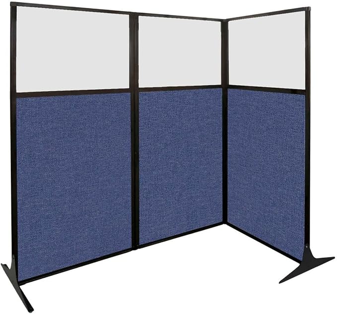 Versare Office Workstation Screen | Portable Wall Divider | Modern Cubicle | Freestanding Privacy Screen | Flexible Work Space | 3 Panels | 99" Wide x 70" Tall Black SoundSorb Panels