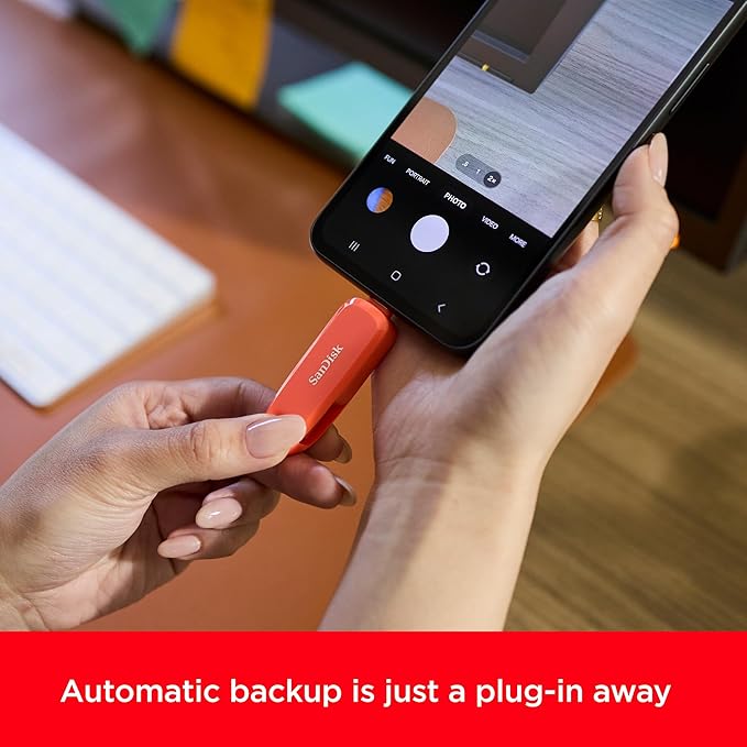 SanDisk 256GB Phone Drive for Android - The 2-in-1 USB for Smartphones, Tablets, and Computers - Thumb Drive with USB Type-C and Type-A Connectors, Purple Opulence - SDDDC6-256G-G46PO