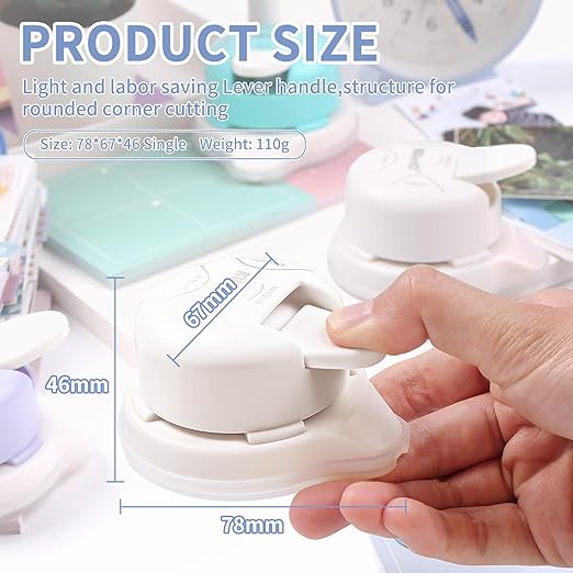 Corner Rounder Punch, Kaluofan 2024 Upgraded 4 in 1 Corner Punch (Inside Rounded Corner+R4mm+R7mm+R10mm), Paper Corner Rounder, Punches for Crafts, DIY Projects, Photo, Card, Scrapbooking Making