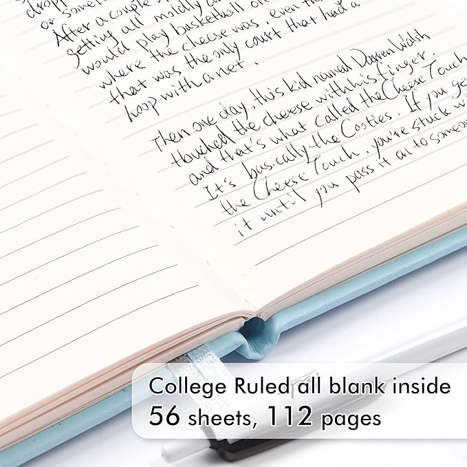 feela 15 Pack Pocket Small Notebooks Bulk, Mini Cute Memo Notepads Hardcover College Ruled Lined Journals with Pen Holder for Women Girls Office School, with 15 Black Pens, 3.5”x 5.5”, A6, Sky Blue