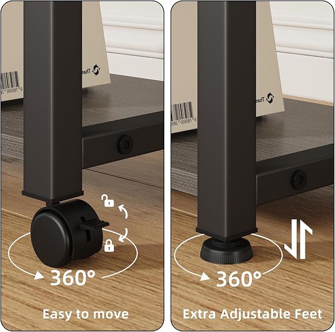 22"x15" Large Printer Stand with Drawer and-side Bag, Adjustable 3-Tier Printer Cart for Home Office, Rolling Printer Stand Fit Heat Press/Laser/3D Printer (Grey)