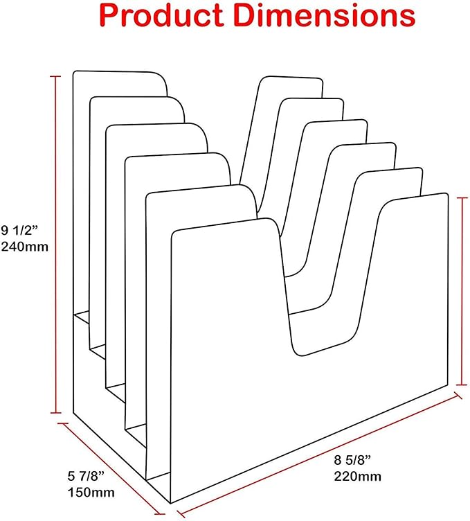 Acrimet 5 Section Incline File Sorter Organizer, Mail, Folder, Letter Desk Organizer, Rack for Office Organization Desktop (Plastic) (White Color)
