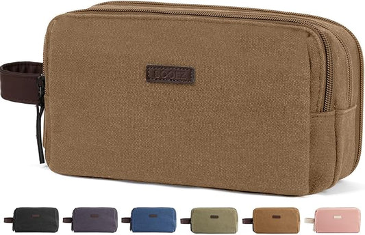 Sooez Large Pencil Case Pouch, Extra Big Pencil Pouch Pencil Bag with PU Handle & Zipper, Sturdy Pen Case with 3 Compartments, Aesthetic School College Supplies Organizer for Men Women Boys, Brown