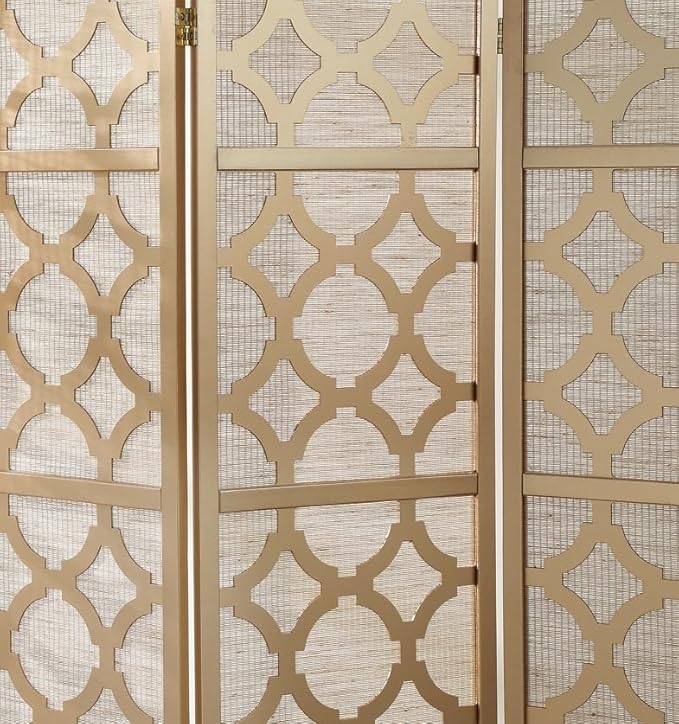 NicBex Room Divider 4 Panel Room Dividers with Quarterfoil Diamond Design Partition Room Dividers and Folding Privacy Screens Wall Divider for Home, Room Separation,69.28"W x 17.32"D x 70.31"H, Gold