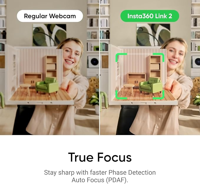 Insta360 Link 2 Tripod Bundle - PTZ 4K Webcam for PC/Mac, 1/2" Sensor, AI Tracking, HDR, AI Noise-Canceling Mic, Gesture Control for Streaming, Video Calls, Gaming, Works with Zoom, Teams, Twitch