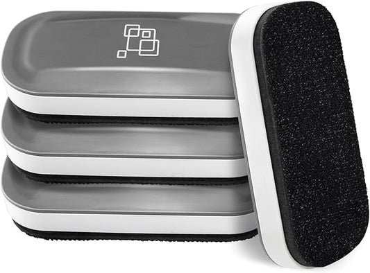 maxtek Magnetic Dry Erase Eraser, Glass Board Erasers, 4 Pack, Whiteboard Eraser for Dry Erase Board, Glass Board, Calendar Board, Office and School Supplies (Gray)