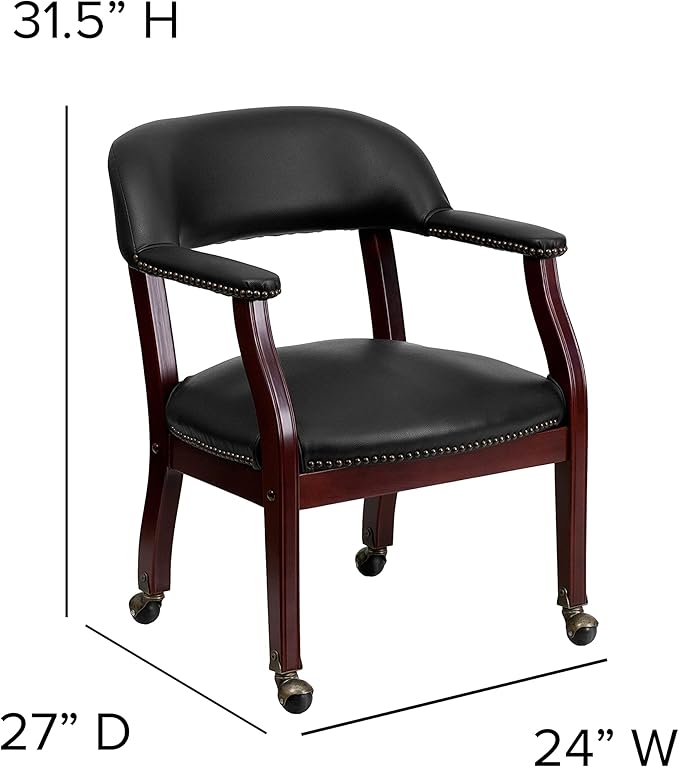 EMMA + OLIVER Black Vinyl Luxurious Conference Chair with Casters