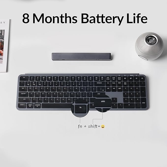 Keychron B6 Pro Ultra-Thin Wireless Keyboard, Full-Size ZMK with Numeric Keypad Quiet Typing, 2.4 GHz/Bluetooth 5.2/Wired Connection Long Battery Life, Compatible with Mac Windows Linux - Space Gray