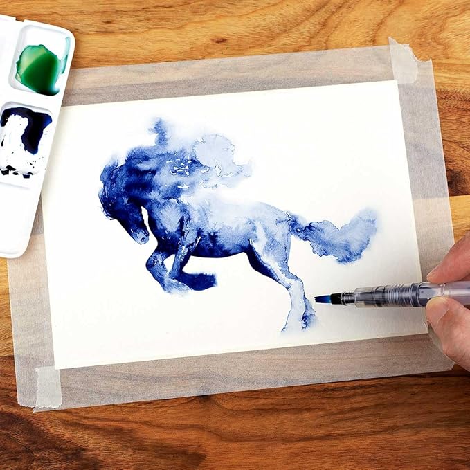 aquapens Water Brush Pens for Painting - 6 Pack - Water Drawing Brush Pens with 6 Different nibs - Portable Watercolor Brush Pens for Artists - Water Brush Pens for Kids and Adults