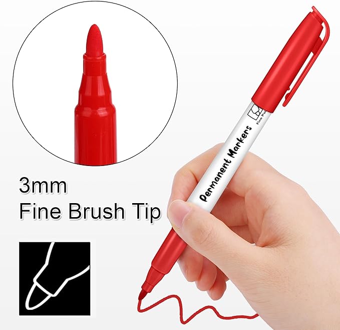 Aodaer 144 Pack Permanent Markers 3mm Fine Point Markers, Waterproof Colored Pens, Quick-drying, Smooth Writing Markers for Home Office School Supplies, Works on Wood, Plastic, Metal