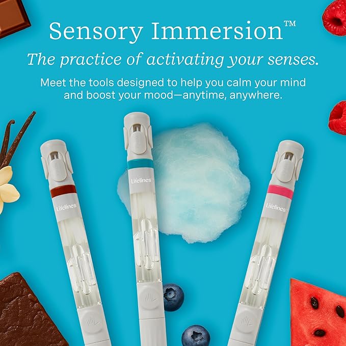 Lifelines Pen Diffuser Set, Candy Store 3-Pack - 1mm Black Ballpoint Pens with Scented Essential Oil Blends – Aromatherapy Diffuser & Sensory Immersion Diffuse Aroma As You Write