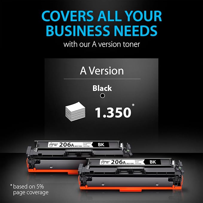 Smart Ink Compatible 206A Toner Cartridge Replacement for HP 206A Toner Cartridges (2 Black Combo Pack) 206X with Chip to use with Color Laserjet Pro MFP M283fdw M283cdw Laserjet Pro M255dw M255nw