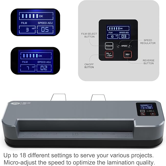 SINCHI 13-Inch 4-Roller Thermal Laminator & Foil Applicator w/LCD Display, 30s Warm-Up, 16s/Sheet, Supports 3–10 Mil, Micro-Adjust for Smoother Results, Commercial-Grade for Busy Offices, DIY Crafts