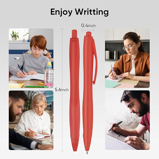 BallPoint Pens, 30 Pack (BLACK Ink),Bulk Pens, Red Barrel,Click Pens for Office Home and School, Retractable Ballpoint Pens, Medium Point, 1.00MM (Red)