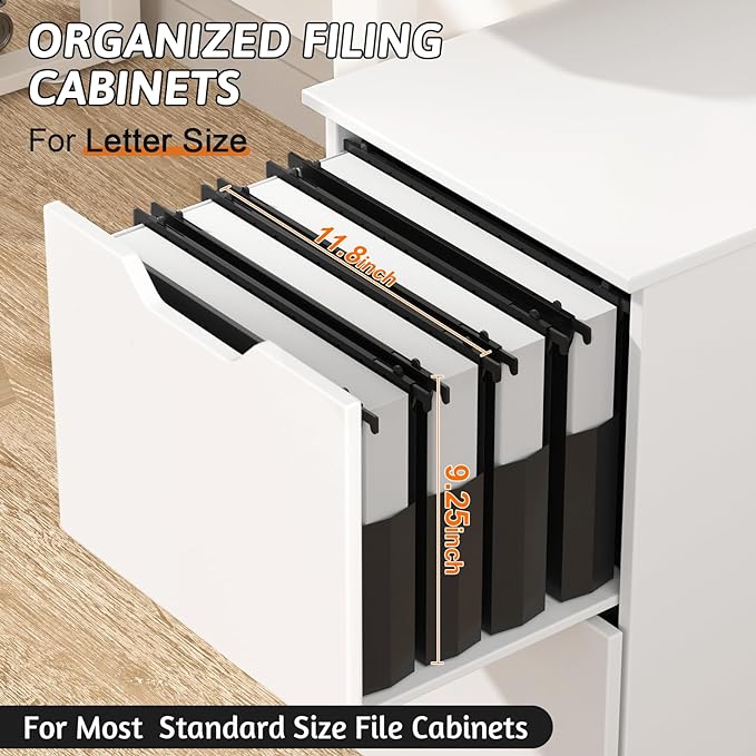Plastic Extra Capacity Hanging File Folder Letter Size, 12 Pack Reinforced Hang Folders,Heavy Duty 2 Inch Expansion,Expandable Hanging Folders,Hanging Organizer Designed for Bulky Files (Black)