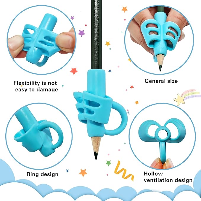 20 Pcs Pencil Grips for Kids Handwriting Pencil Holders Grippers for Kids, Writing Posture Correction Tools for Toddlers, Special Needs Silicone Pencil Supplies for Kindergarten Preschoolers（Mixcolor）
