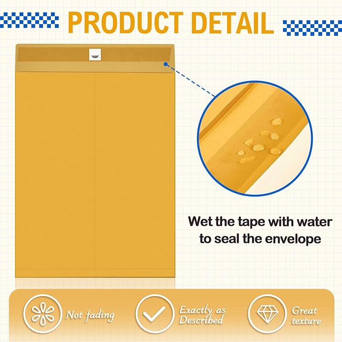 25 Pcs Clasp Envelope 16 x 20 Inch Large Manilla Envelopes with Clasp Closure for Mailing Thick Documents Home, Business, Legal or School Office Storing (Golden)