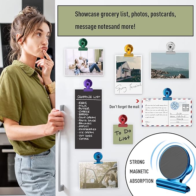 FINDMAG 20Pack Colorful Fridge Magnets, Refrigerator Metal Magnets Clips, Strong Magnetic Clip for Fridge, Scratch Free Clip Magnets for Whiteboard, Office, Classrooms, Cruise Cabins, Kitchen