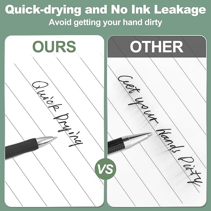 M&G Gel Pen Medium Point 0.5mm, 12 Pack Quick Dry Smooth Retractable Black Gel Ink Rollerball Pen for Home Office Writing Note Taking Journaling Business, Style 1