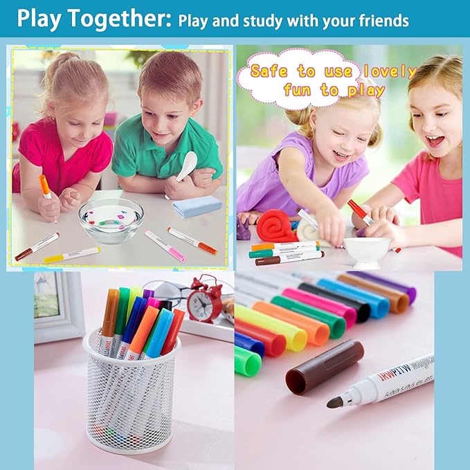 IRWPITW Magic Drawing Pen Bundle, 12 Colors Magical Water Painting Pens for Kids, Kiddies Create Magic Pen Floating Ink Drawings Set with Spoons and Towel, Tattoo Water Marker Gifts for Boys and Girls