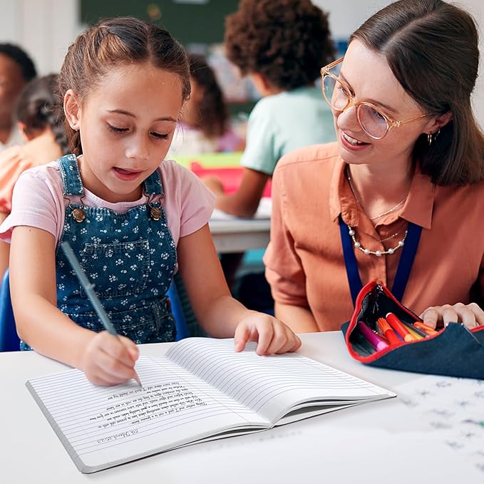 SUNEE Composition Notebooks - College Ruled Paper, 4 Pack Composition Book, 9 3/4" x 7 1/2", 80 Sheets/160 Pages, Assorted Colors, School, College & Office Supplies