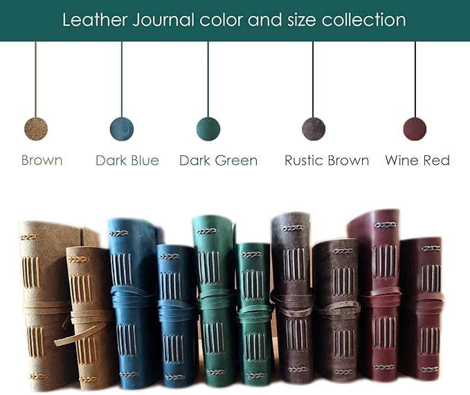 Green Notebook Journal - Genuine Leather Journals for Writing Small Size Diary 5.5x7.5 Inch, Notepad For Women and Man, Gifts,Work,Travel Dark Green