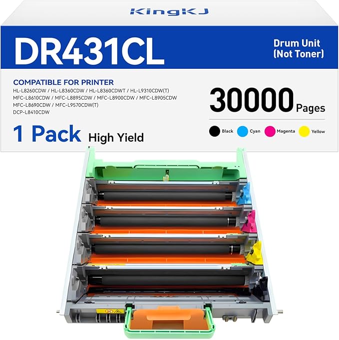 DR431CL Drum Unit High Yield Replacement for Brother DR-431CL Imaging Drum for MFC-L8900CDW MFC-L8690CDW HL-L8360CDW HL-L8260CDW MFC-L8610CDW MFC-L8905CDW MFC-L9570CDW HL-L8360CDWT Printer All-in-One