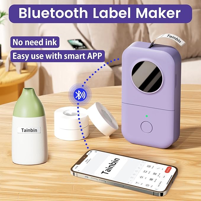 Phomemo D30 Label Makers Machine - Portable Bluetooth Mini Sticker Thermal Label Printer Handheld Rechargeable, Easy to Use for Office Home Organization, Rich Icon Font Multiple Templates