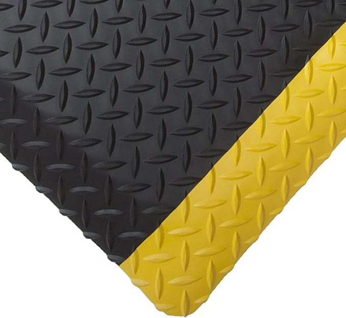 Rhino Mats, American Classic Diamond Anti-Fatigue Mats, Industrial Ergonomic Comfort Standing Mat for Work, Home, Garage, Office, Kitchen or Anywhere (Black/Yellow 9/16" Thick, 3 FT. x 25 FT.)