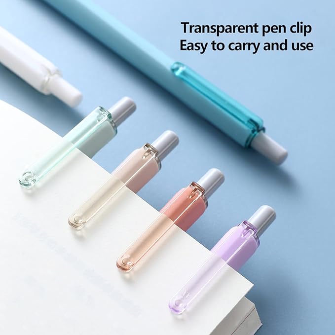 HeTaoCat Retractable Gel Pens, 6 Pastel Exterior Colors, 0.5mm Fine Point, Quick Drying, Writing Drawing, Black ink gel pens, Box of 6 Pens (6)