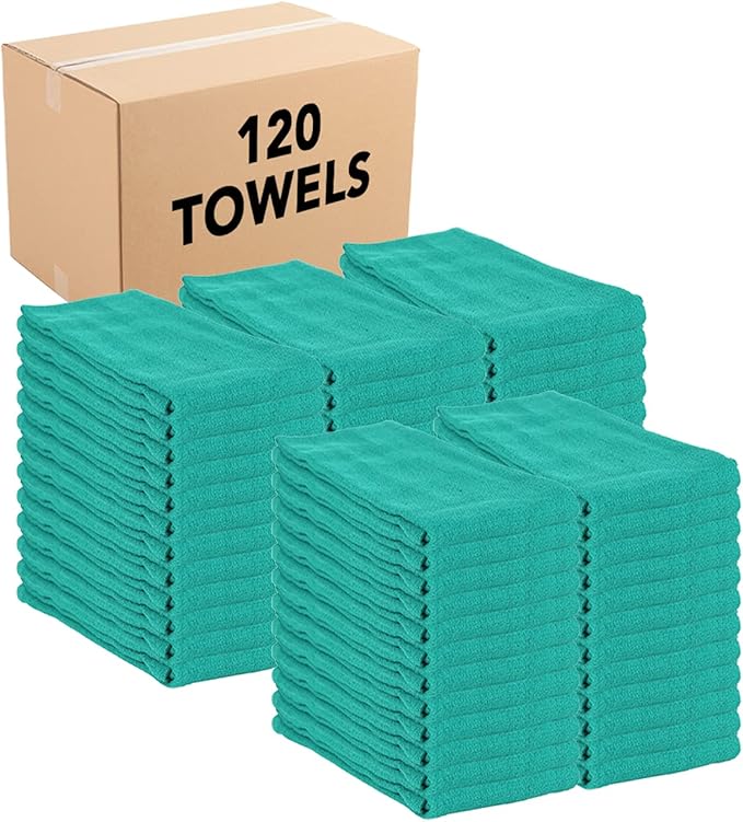 Arkwright Surgical Huck Towels - (Bulk Case of 120) Lint Free & Highly Absorbent Pre-Treated Cotton Cleaning Cloths, Perfect for Medical, Auto Detailing, Window, and Shop, 16 x 26 in, Hunter Green