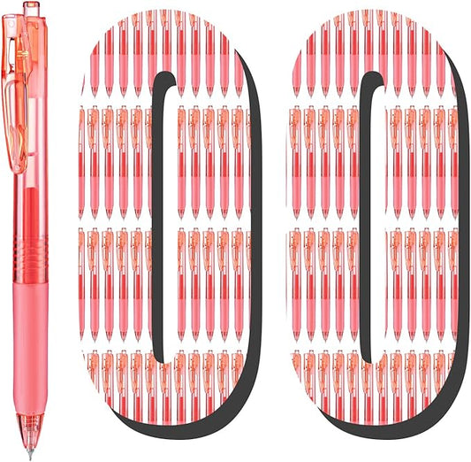 Aozora Gel Pens Fine Point Smooth Writing Pens Retractable Pens 0.5mm Quick Dry Office School Supplies (Red-100pack)