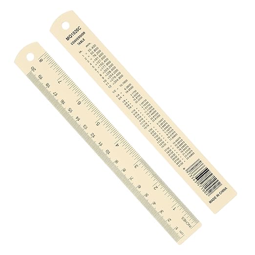 PATIKIL 20cm/8" Metal Ruler, 2 Pack Aluminum Alloy Rulers with Centimeters, Millimeters, Inches and Conversion Table Straight Edge Ruler for Writing Machinist Drafting, Yellow