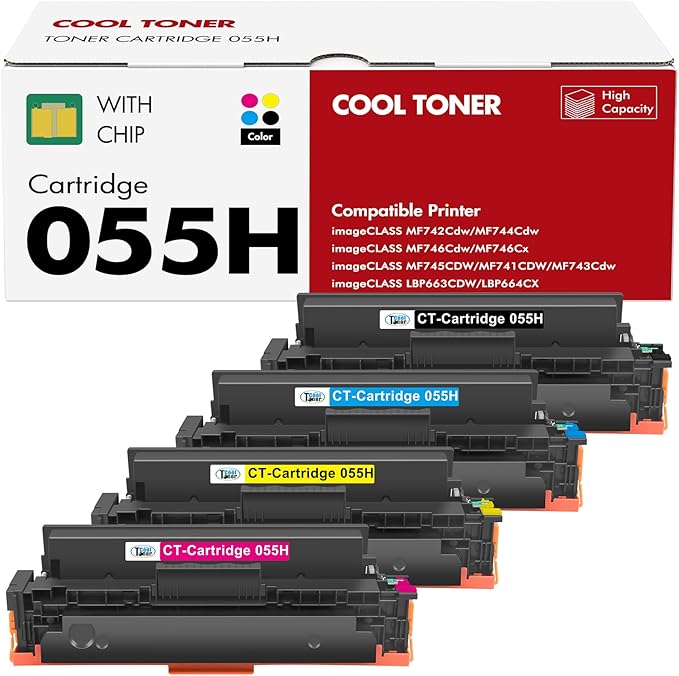 055H Toner Cartridge Set High Yield Compatible Replacement for Canon 055H 055 for Canon Color ImageCLASS MF743Cdw MF741Cdw MF743 MF741 MF746Cdw MF740C MF745Cdw LBP664Cdw Printer Ink (K/C/M/Y, 4-Pack)