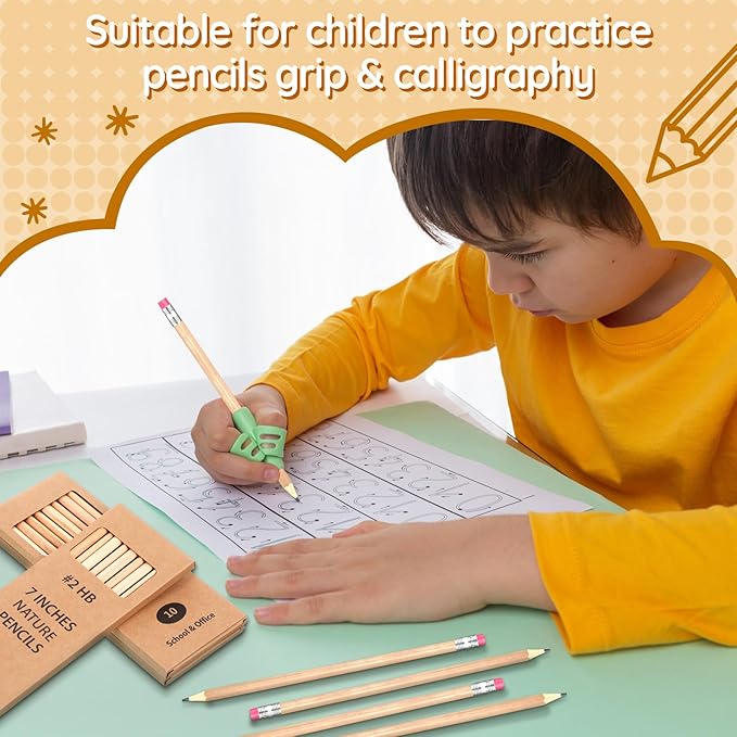 Geyoga 30 Packs of 300 Count #2 Pre Sharpened Pencils Bulk Woodcased for Classroom #2 HB Triangle Shape Pencils with Top Erasers for Teacher Office Back to School Supply(Wood Color)