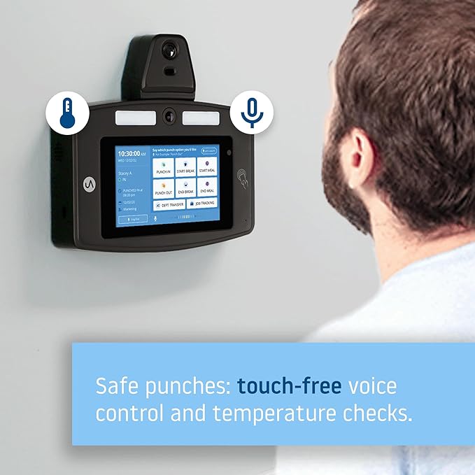 uAttend Touch-Free Voice Control and Facial Recognition Time Clock with Temperature Reader (DR2500)