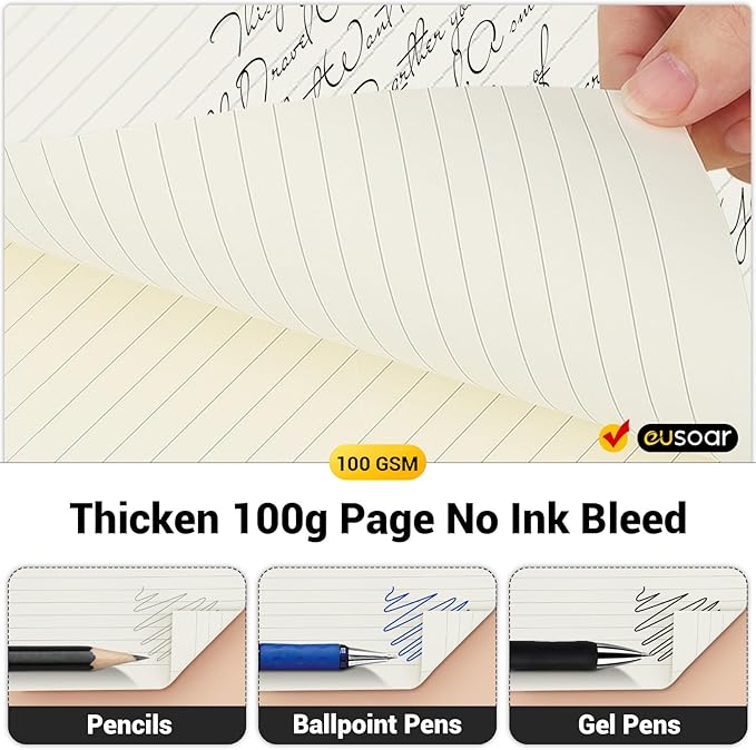 EUSOAR Notebooks Spiral, 1 Pack A5 5.5"x8.3" Hardcover College Ruled Lined Journal, 240 Pages(120 Sheets) Writing Pads Professional Notebook for DIY Note Taking School Business Work Office Diary