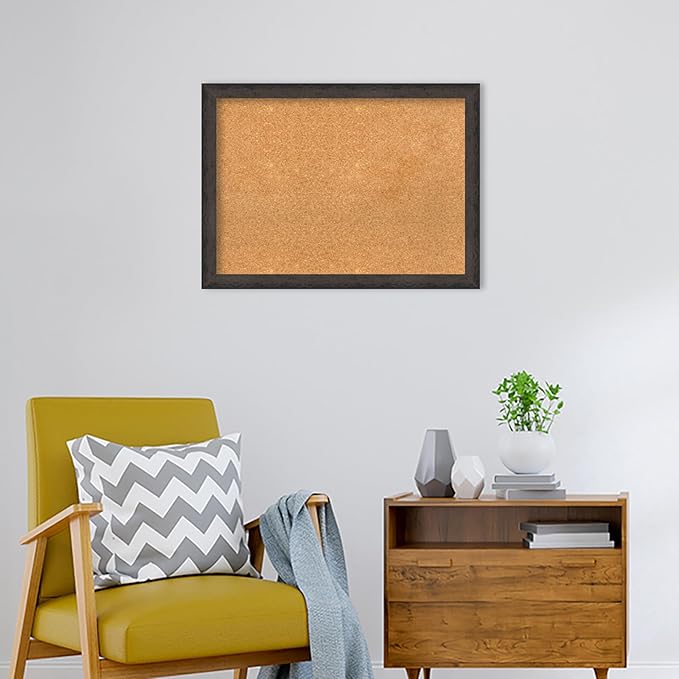 Amanti Art Natural Cork Board for Wall, 23x31 Vision Board with Black Wood Frame, Medium Corkboard Office Decor for Home Organization, Modern Contemporary Corkboard Pinboard to display items for home
