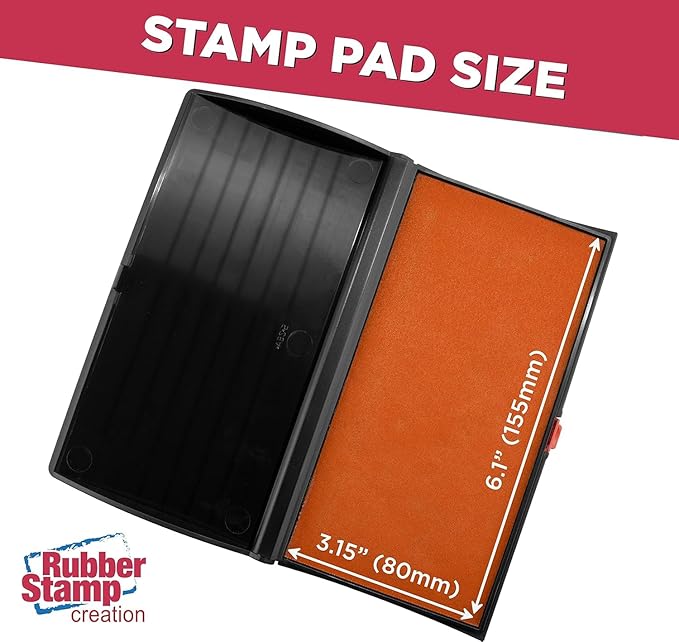 Large Premium Orange Ink Stamp Pad - 3" by 6" - Quality Felt Pad - Case with Closing snap