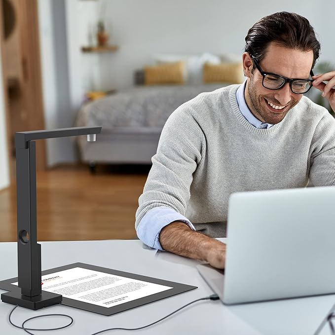 CZUR Lens1200 Pro Portable Document Scanner, 12MP USB Document Camera, Fast Scan 1s/Page, Capture Size A4, Easy-to-Use OCR, Travel-Friendly Mobile Scanner for Mac & Windows(Not for Books)