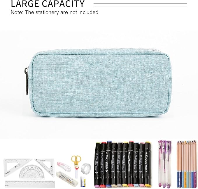Della Gao Small Pencil Case Large Capacity Pencil Pouch Marker Pen Bag Coin Pouch Office Stationery Organizer (Blue)