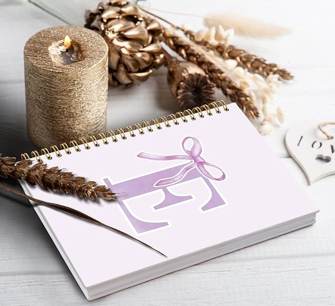 foedor Coquette Trendy Preppy Purple Bow Spiral Notebook,Initial E Journal Personalized Teen Girl Gifts,Monogrammed Gifts for Women Teen Girl,College Ruled Hardcover Spiral Notebook(purple)