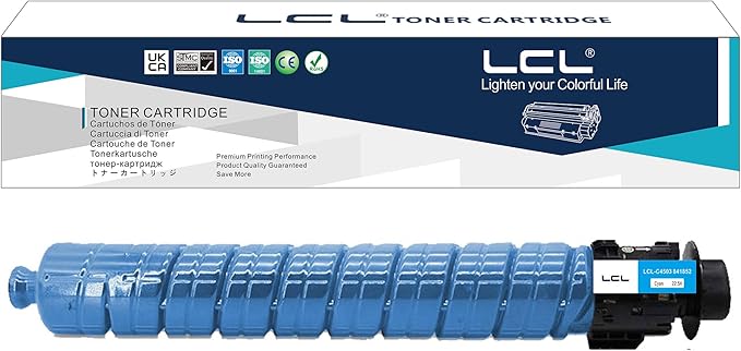 LCL Compatible Toner Cartridge Replacement for Ricoh 841852 for Ricoh MP C4503 MP C4504 MP C4504ex MP C5503 MP C5504 MP C6003 MP C6004 MP C6004ex Printer (1-Pack Cyan)
