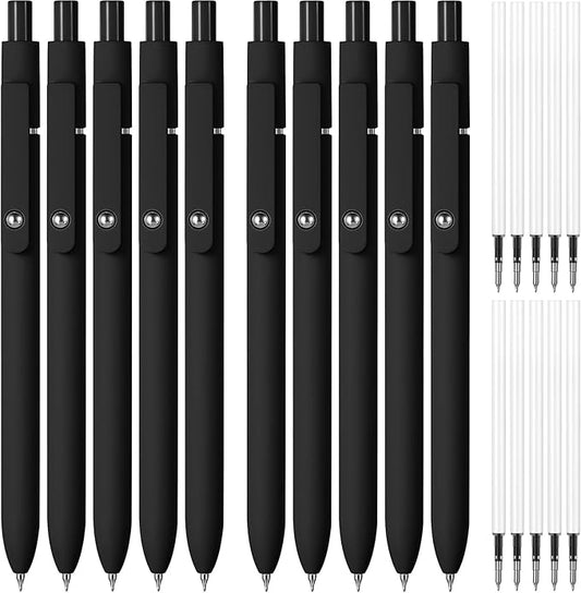 Thenshop Gel Ink Pen Retractable Ballpoint Pens with 0.5 mm Black Click Refill Smooth Writing Cute Quick Dry Fine Point Piloting Aesthetic(20 Pcs,Black Color)