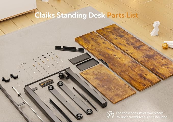 Claiks Standing Desk with Keyboard Tray, Standing Desk Adjustable Height, Raising Desks for Home Office and Computer Workstation, 55 Inches, Rustic Brown